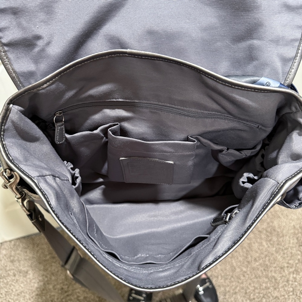 Coach Blue Gray Signature Laptop Diaper Bag Y2K Tote Messenger Crossbody F18377 - Picture 10 of 17